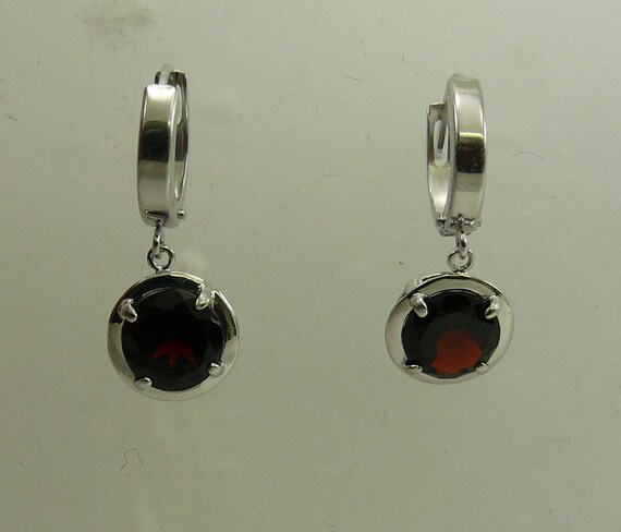 Garnet Earrings with 14k White Gold