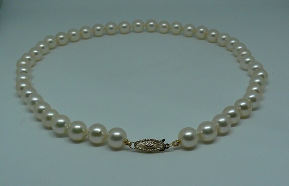 Akoya White 9.0 mm - 9.5 mm Pearl Necklace 14k Yellow Gold Clasp 17.5" Long