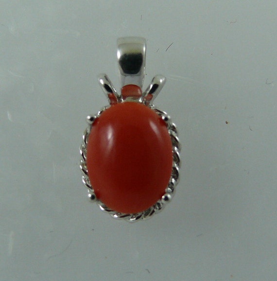 Coral Pendant with 14k White Gold