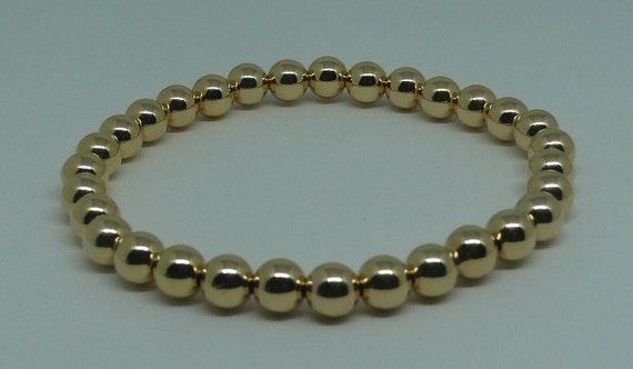 7mm 14k Gold Filled Beaded Bracelet 8" Long