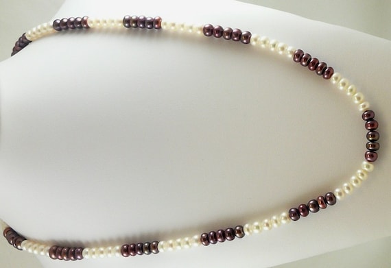 Freshwater Purple and White Pearl Necklace 46 Inches