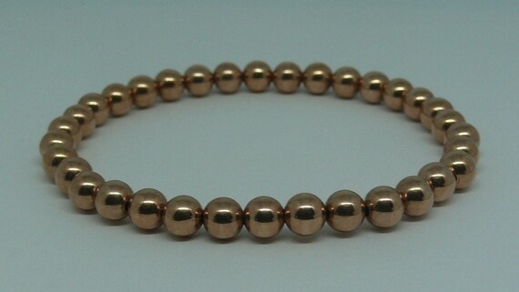 6mm 14k Rose Gold-Filled Beaded Bracelet 7 1/2" Long