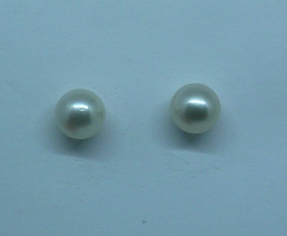 South Sea White 8.7 mm and 8.8 mm Pearl Earring Stud 14k Yellow Gold Post & Push Backs