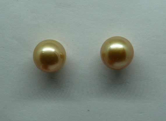South Sea Golden 10.6mm Pearl Earring Stud 14k Yellow Gold