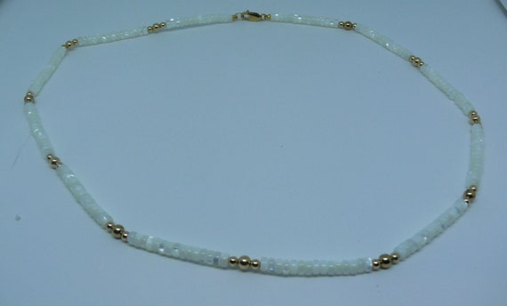 Mother of Pearl Necklace with 14k Gold Filled Beads and Lobster Lock 19 1/2"
