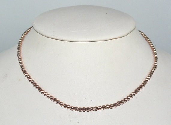 3mm 14k Rose Gold-Filled Beaded Necklace 13 1/2" Long