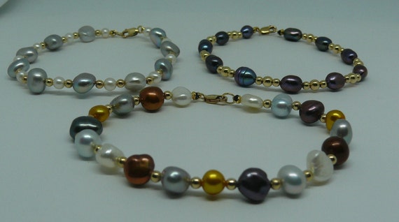 Freshwater Pearl III Bracelet Set with 14k Gold Filled Beads & Clasp