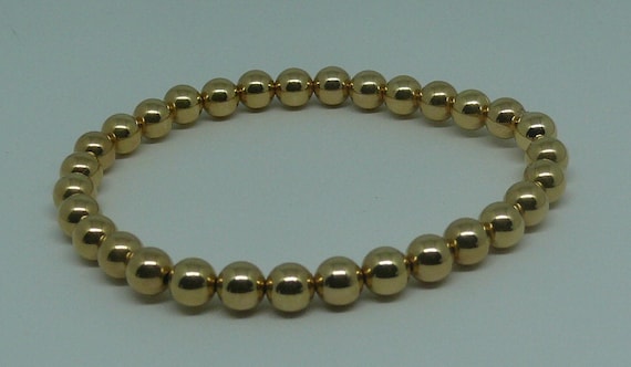 6mm 14k Gold Filled Beaded Bracelet 7" Long