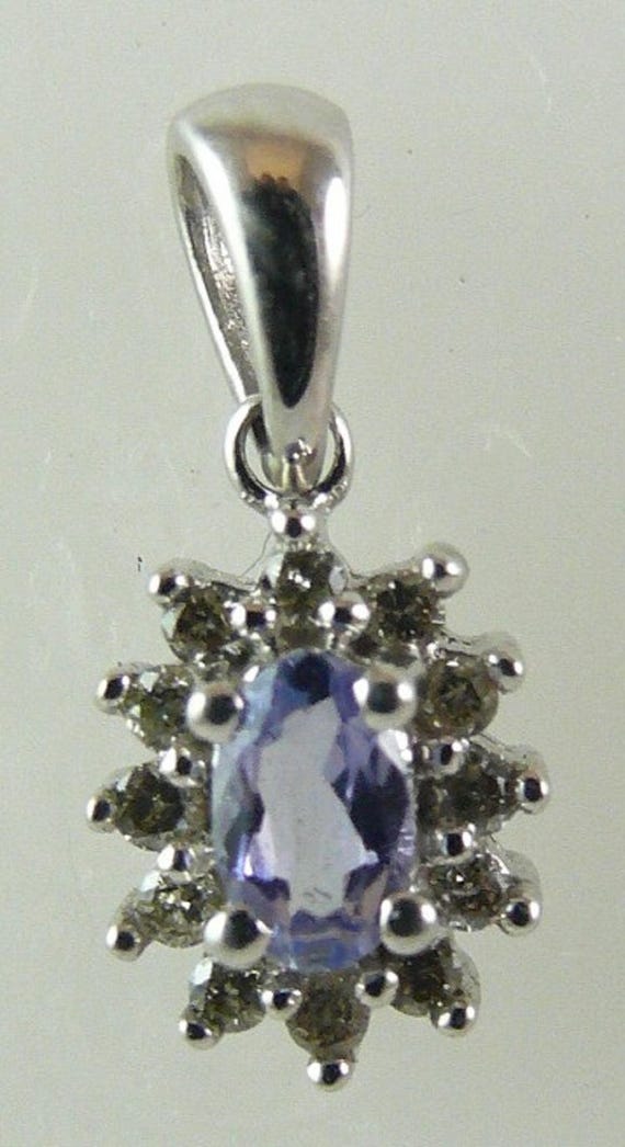 Tanzanite Pendant 0.18ct 14k White Gold with Diamonds 0.12ct