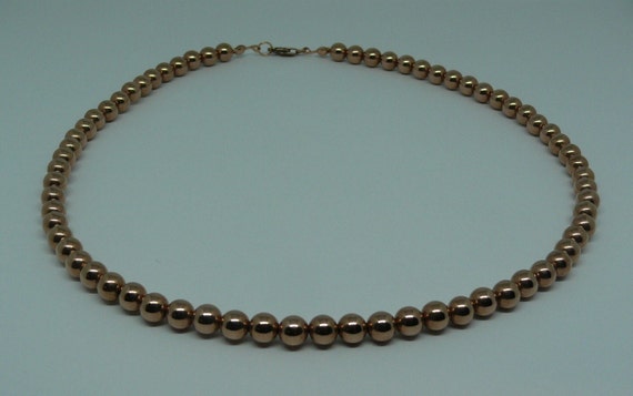 6mm 14k Rose Gold-Filled Beaded Necklace 16" Long