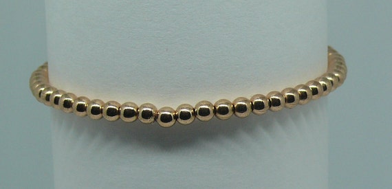 3mm 14k Rose Gold-Filled Beaded Bracelet 6" Long