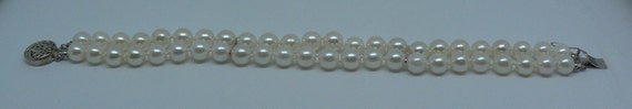 Akoya Pearl 6.5 - 7.0 mm Double Strand Bracelet 14k White Gold Clasp & Bars