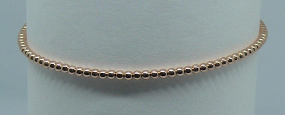 2mm 14k Rose Gold-Filled Beaded Bracelet 7" Long