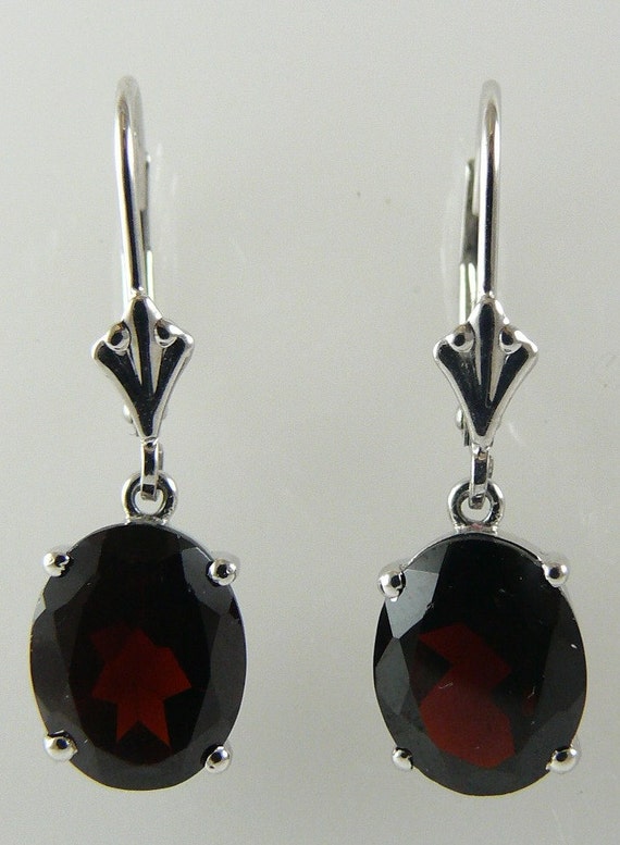 Garnet Earring 5.74ct 14k White Gold