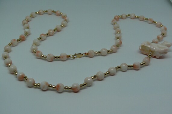 Pink Coral 6.6 mm x 6.8 mm 14k Gold Filled Beads and Lobster Lock