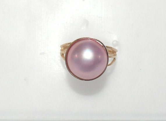 Mabe Pink 13.0 mm Pearl Ring 14k Yellow Gold