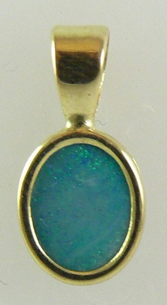 Opal Doublet Pendant Oval Shape 14k Yellow Gold