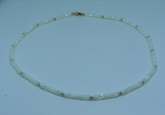 Mother of Pearl Necklace with 14k Gold Filled Beads and Lobster Lock 17 1/2"