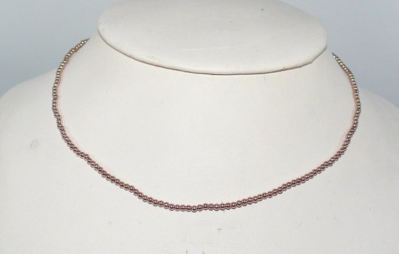 2mm 14k Rose Gold-Filled Beaded Necklace 13 3/4" Long