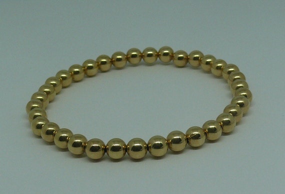 6mm 14k Gold Filled Beaded Bracelet 8" Long