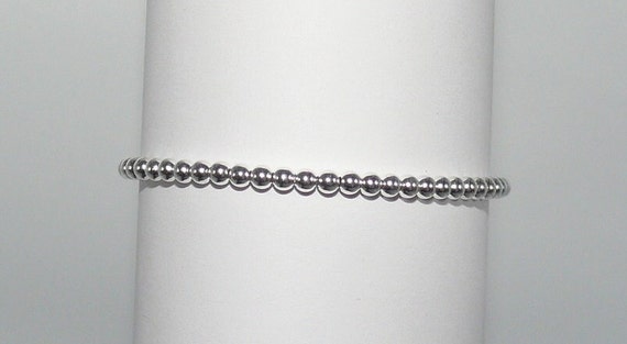 3mm Sterling Silver Beaded Bracelet 6.5" Long