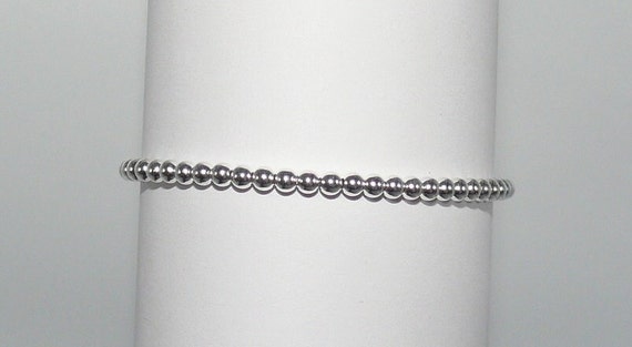 3mm Sterling Silver Beaded Bracelet 6.5" Long