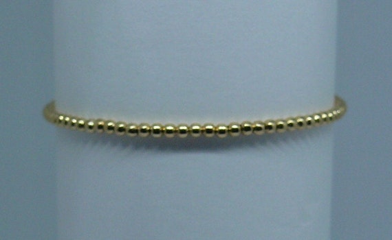 2mm 14k Gold Filled Beaded Bracelet 5.5" Long