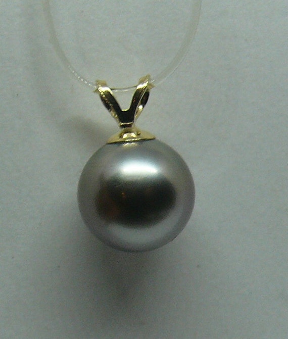 Tahitian Gray 9.2 mm Pearl Pendant 14k Yellow Gold