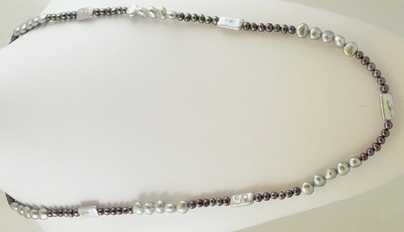 Freshwater Black and Gray Pearl 5-8mm Necklace 46 Inches