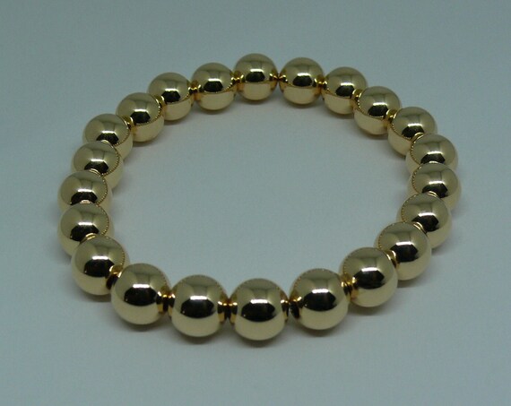 8mm 14k Gold Filled Beaded Bracelet 6.5" Long