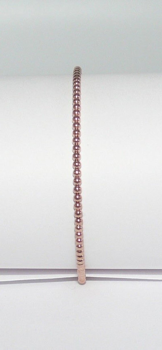 2mm 14k Rose Gold-Filled Beaded Bracelet 6.5" Long