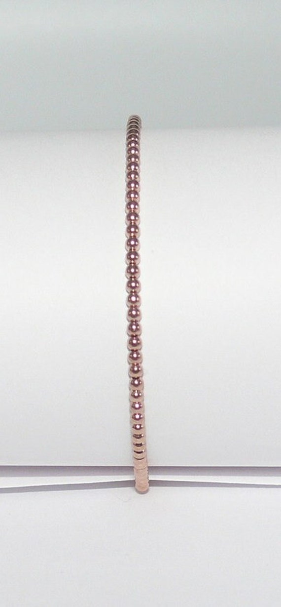 2mm 14k Rose Gold-Filled Beaded Bracelet 6.5" Long