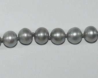 Freshwater Gray Pearl Bracelet 14k White Gold Clasp 7 1/2 Inches Long