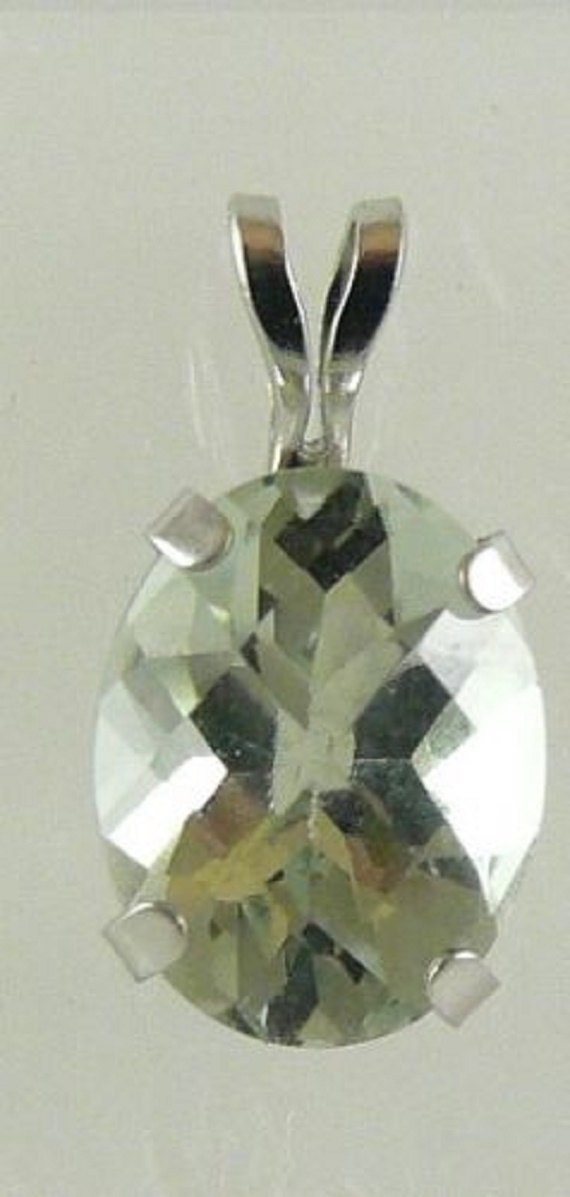 Green Amethyst 1.75ct Pendant 14k White Gold