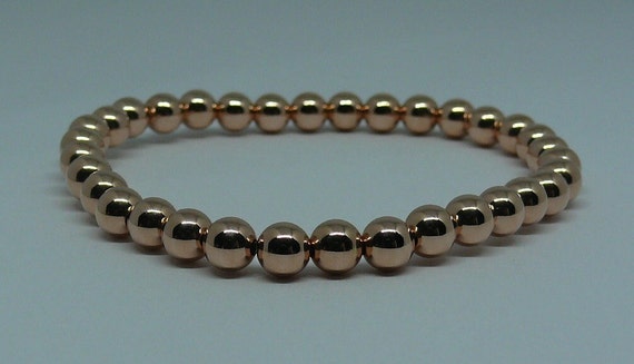 5mm 14k Rose Gold-Filled Beaded Bracelet 6.5" Long