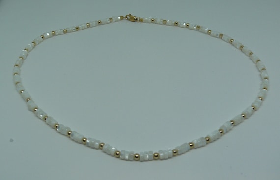 Mother of Pearl Necklace with 14k Gold Filled Beads and Lobster Lock 17 1/4"