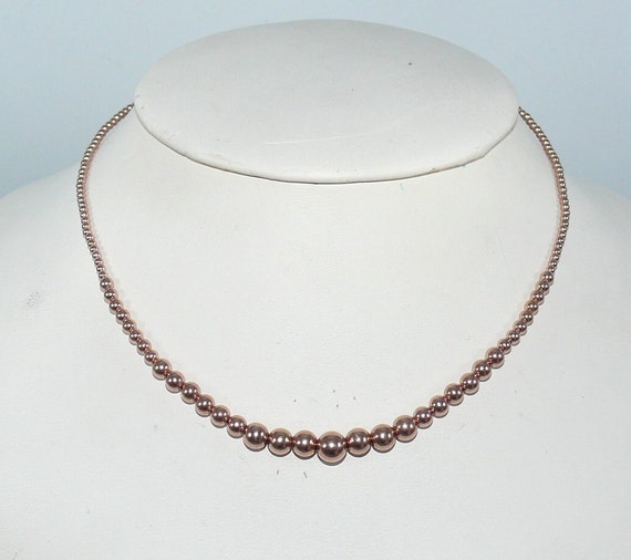 Graduated 2-6mm 14k Rose Gold-Filled Beaded Necklace 13 1/2" Long