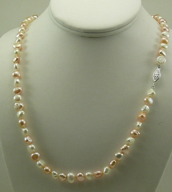 Freshwater Multi-Color Pearl Necklace with Sterling Silver Clasp 91 Inches