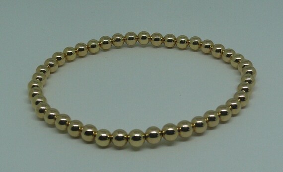 5mm 14k Gold Filled Beaded Bracelet 8" Long
