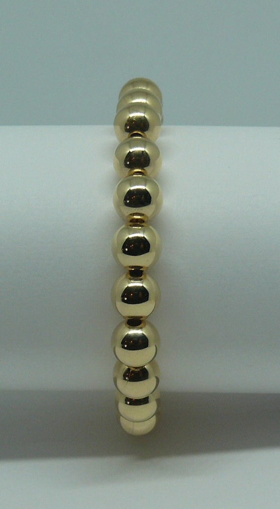 7mm 14k Gold Filled Beaded Bracelet 6.5" Long