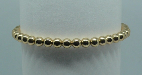 5mm 14k Gold Filled Beaded Bracelet 8" Long