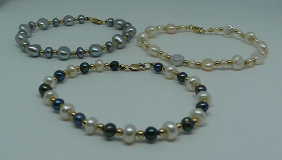 Freshwater Pearl III Bracelet Set with 14k Gold Filled Beads & Clasp