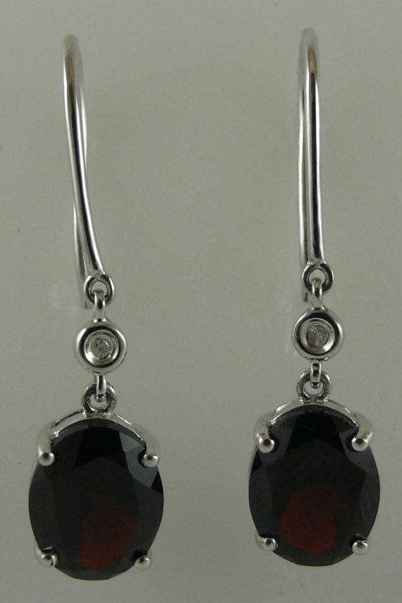 Garnet Earring 6.09ct 14k White Gold with Diamonds