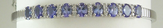 Tanzanite 3.90ct Bangle with Diamonds 0.47ct 14k White Gold 8"