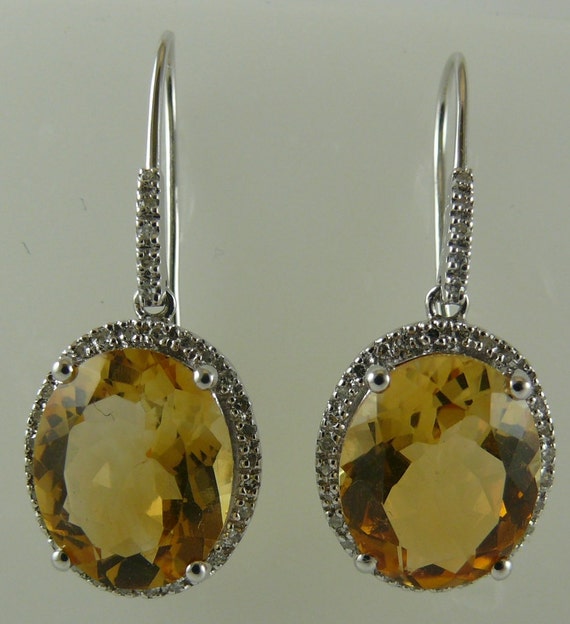 Citrine 8.03ct Earring with Diamonds 0.21ct 18k White Gold