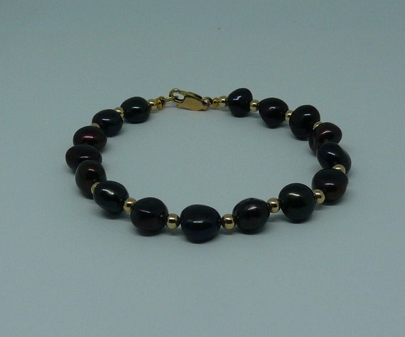 Freshwater 6-7mm Flat Pearl Bracelet with 14k Gold Filled Beads and Lobster Lock