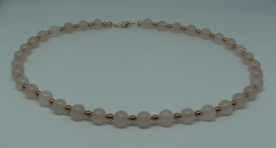 Rose Quartz Necklace with 14k Rose Gold Filled Beads and Lobster Lock