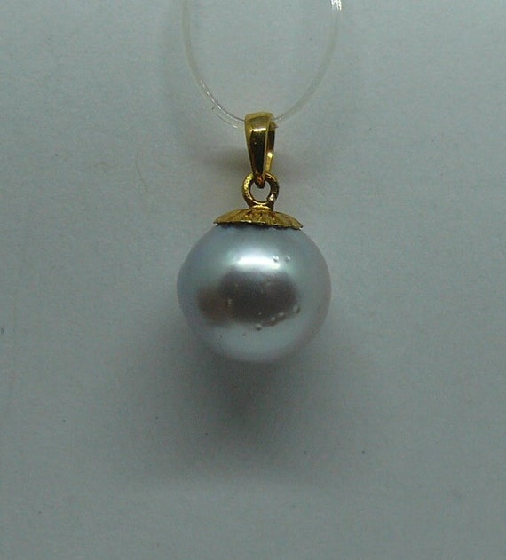 South Sea Gray Pearl 10.7 mm Pendant 14k Yellow Gold