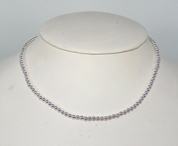 3mm Sterling Silver Beaded Necklace 13 1/2" Long