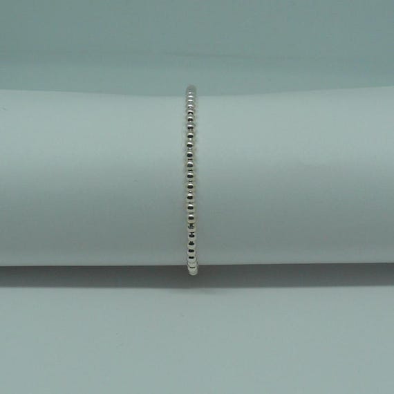 3mm Sterling Silver Beaded Bracelet 7" Long